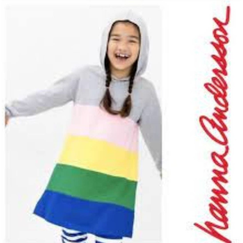 Hanna Andersson 120 6 - 7 colorblock hooded dress